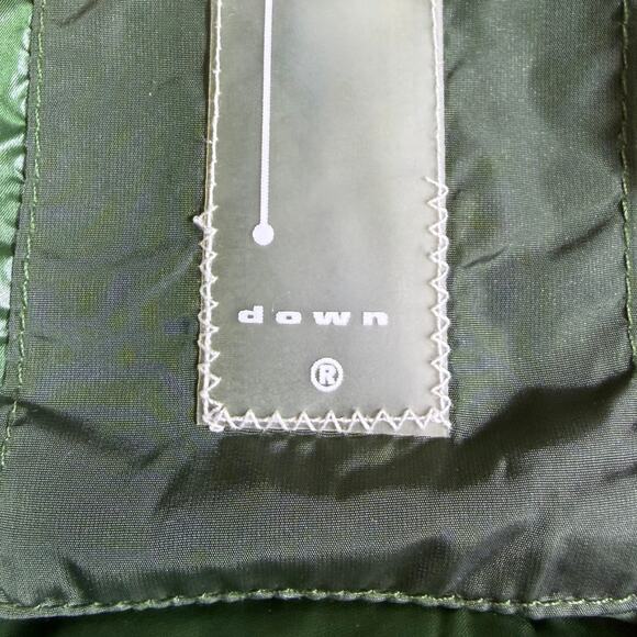 ADD Men 40 Green Duck Down Hooded Puffer Jacket Zip Snap Front Long Sleeve Warm - Picture 4 of 15